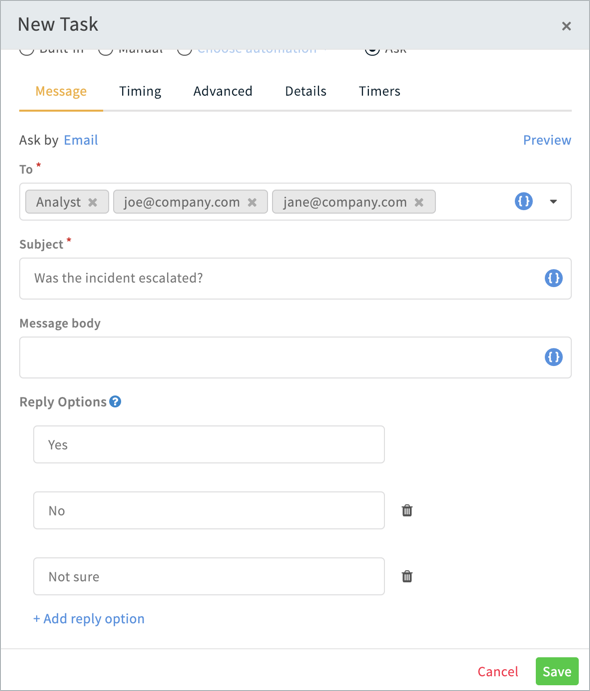 Example Ask Task
