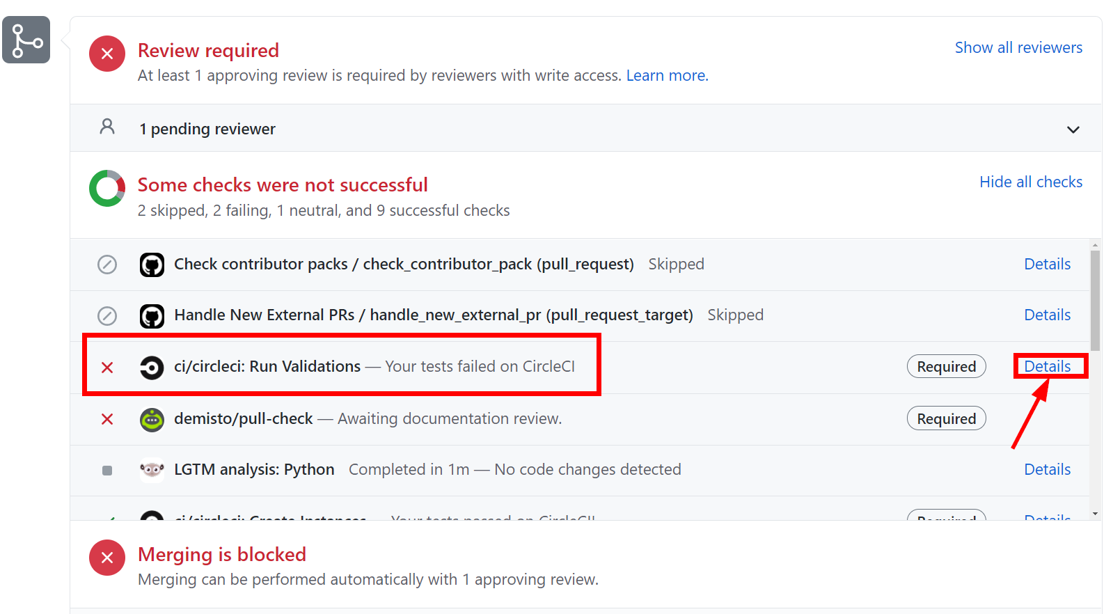 Build Status Red