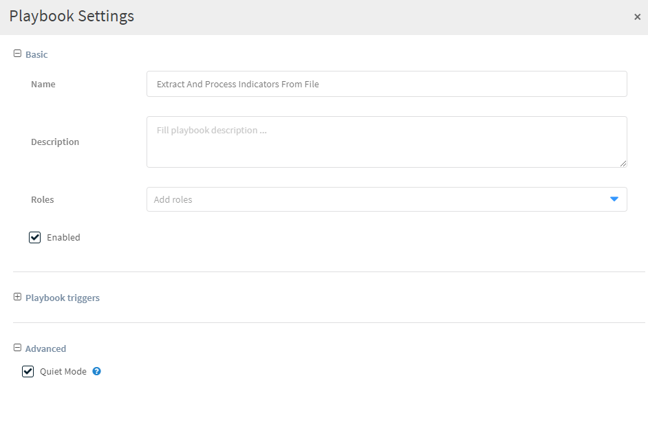 Playbook Settings Playbook Settings